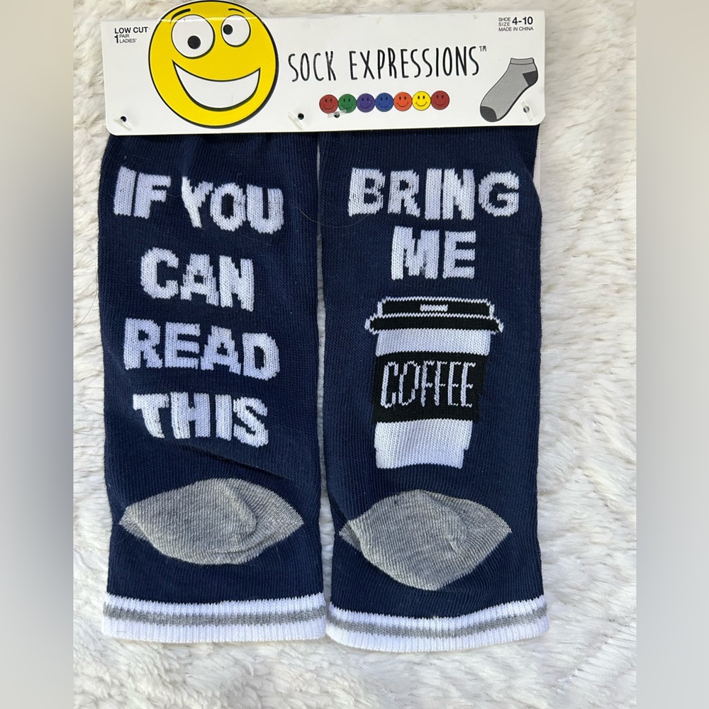 Sock Expressions Novelty Bring Me Coffee Socks NWT